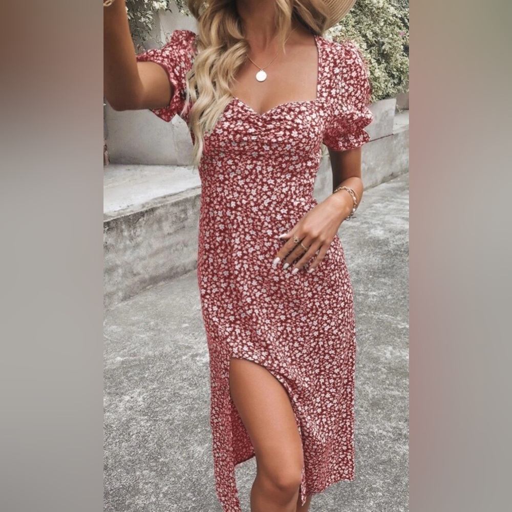 NWOT Red Floral Print Dress